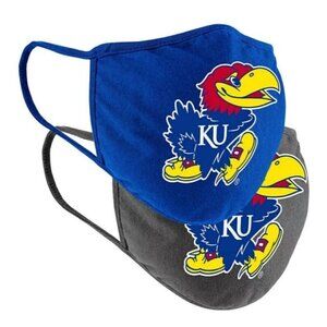 Colosseum NCAA Kansas Jayhawks Licensed Face Covering 2 Pack Reusable Gray Blue